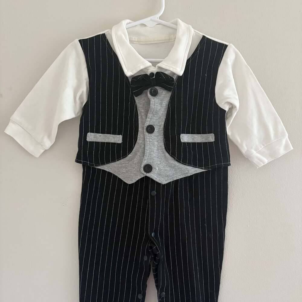 Baby Boys Tuxedo Gentleman Romper Jumpsuit Wedding Outfit 3-6 M